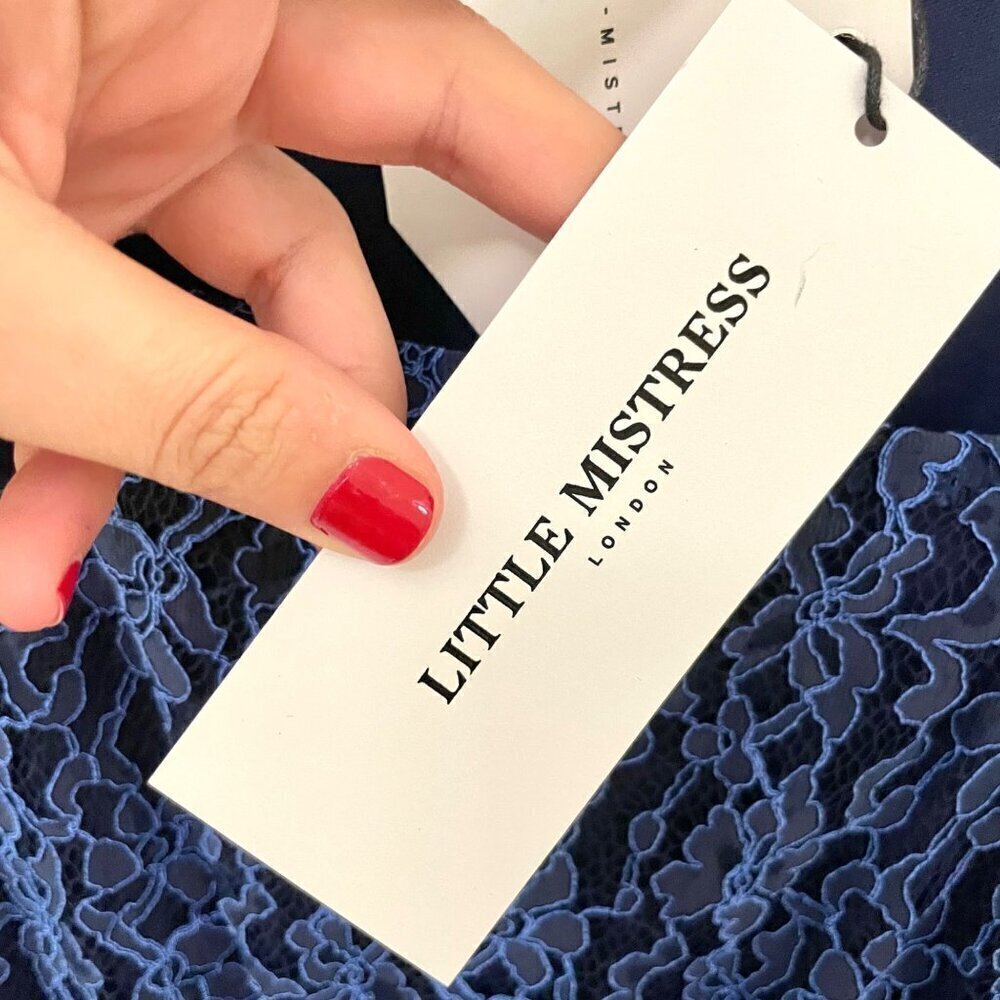 NWT Little Mistress Lace Detail Midaxi Dress in Navy Size US 6 - Picture 5 of 9